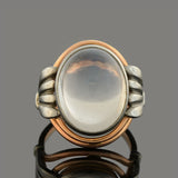 Art Nouveau Platinum + 14kt Mixed Metals Moonstone Ring