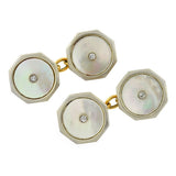 Edwardian Platinum/18kt Mother of Pearl Diamond Cufflinks
