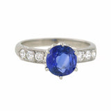 Art Deco Style Platinum Sapphire Diamond Ring 1.50ct