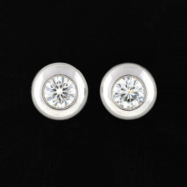 Estate Platinum Round Brilliant Diamond Stud Earrings 1.50ctw