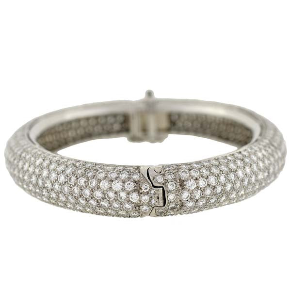 Estate Platinum Micro Pavé Diamond Bangle Bracelet 17ctw