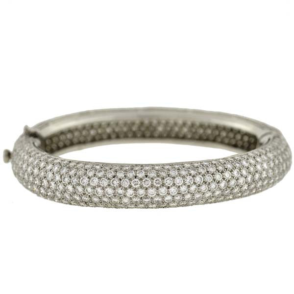 Estate Platinum Micro Pavé Diamond Bangle Bracelet 17ctw