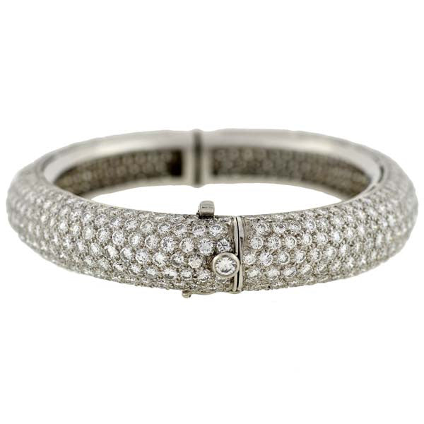 Estate Platinum Micro Pavé Diamond Bangle Bracelet 17ctw