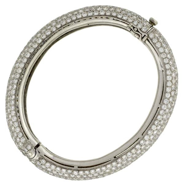 Estate Platinum Micro Pavé Diamond Bangle Bracelet 17ctw