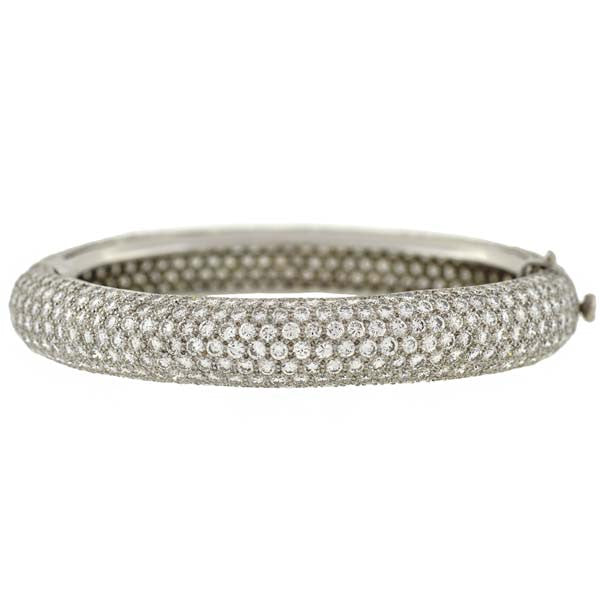 Estate Platinum Micro Pavé Diamond Bangle Bracelet 17ctw