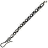 Estate Sterling Textured Link Bracelet + Diamond Hook Clasp