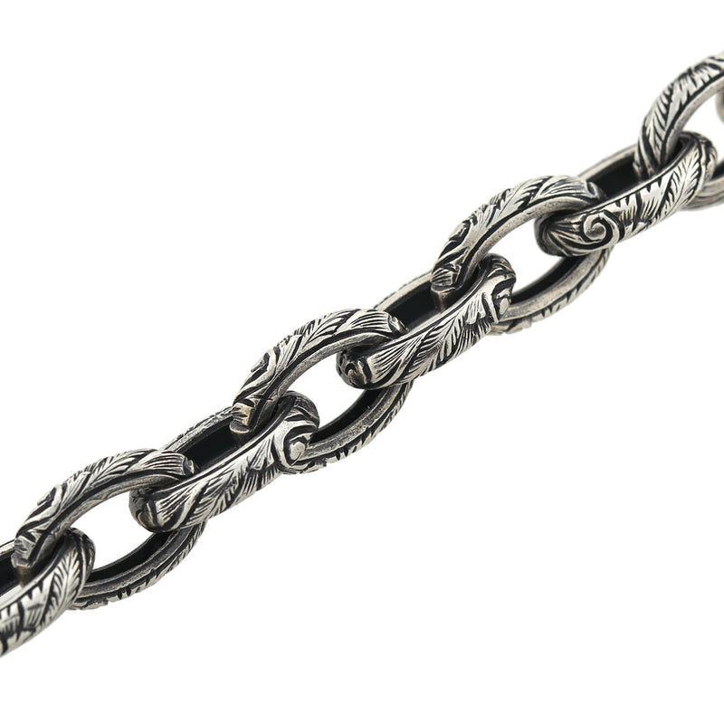 Estate Sterling Textured Link Bracelet + Diamond Hook Clasp