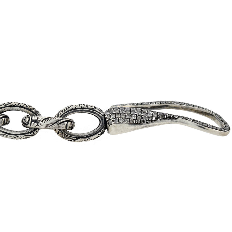 Estate Sterling Textured Link Bracelet + Diamond Hook Clasp – A. Brandt +  Son