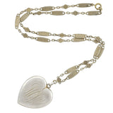 Victorian Sterling Silver Heart Locket with Ornate Chain Necklace