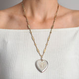 Victorian Sterling Silver Heart Locket with Ornate Chain Necklace