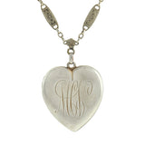 Victorian Sterling Silver Heart Locket with Ornate Chain Necklace