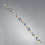 Retro 14k Gold Moonstone Flower Link Bracelet