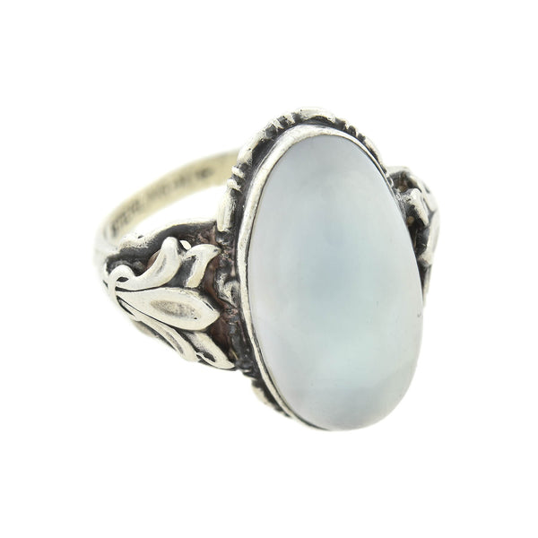 UNCAS MFG. CO. Arts & Crafts Sterling + Moonstone Ring