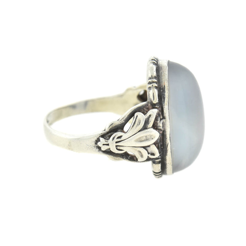 UNCAS MFG. CO. Arts & Crafts Sterling + Moonstone Ring