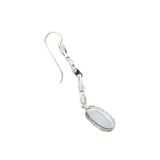Edwardian Platinum + Sterling, Diamond, Sapphire + Moonstone Earrings