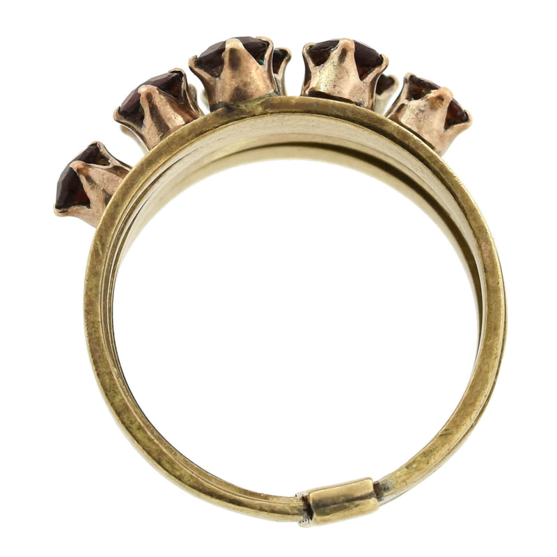 Vintage 14kt Garnet Stacked Band Harem Ring