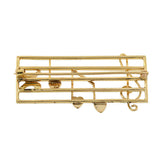 Retro 14kt Gold & Enamel Musical Staff Pin