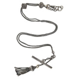 Victorian .800 Silver Tassel + Toggle Bar Chain Necklace 18.75"