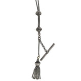 Victorian .800 Silver Tassel + Toggle Bar Chain Necklace 18.75"
