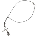 Victorian .800 Silver Tassel + Toggle Bar Chain Necklace 18.75"