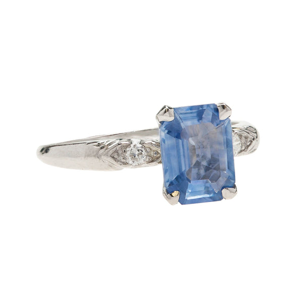 Art Deco Platinum Diamond & Sapphire Ring 1.51ctw