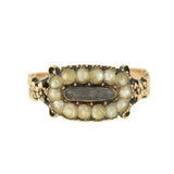 Georgian 14kt Natural Pearl & Glass Window Mourning Ring