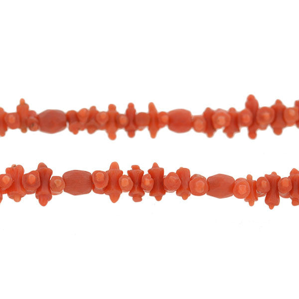 Victorian Natural Carved Coral Beaded Tassel Necklace