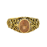 Art Nouveau Natural 18kt Zircon + Rose Cut Diamond Filigree Ring