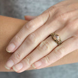 Art Nouveau Natural 18kt Zircon + Rose Cut Diamond Filigree Ring