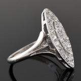Edwardian Platinum Pavé Diamond Navette Ring 1.30ctw