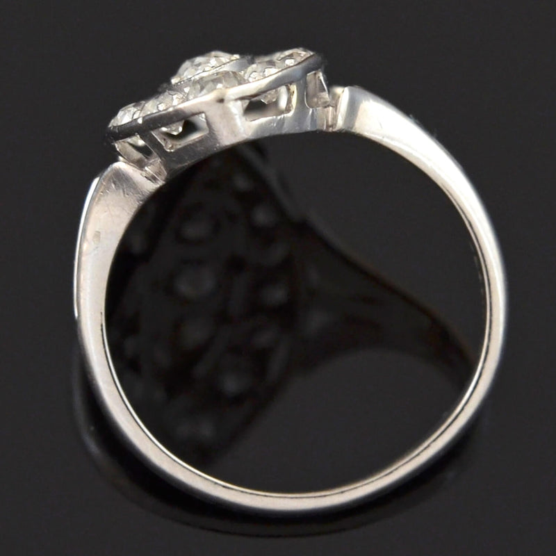 Edwardian Platinum Pavé Diamond Navette Ring 1.30ctw