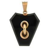 Victorian 15kt Onyx Shield & Button Hole Locket/Pendant