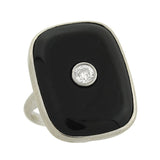 Art Deco 18kt Onyx & Diamond Ring .20ct