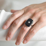 Art Deco 18kt Onyx & Diamond Ring .20ct