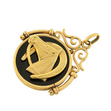 Victorian 14kt Onyx + Equestrian Horseshoe + Horse Head Fob