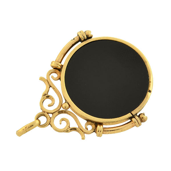 Victorian 14kt Onyx + Equestrian Horseshoe + Horse Head Fob