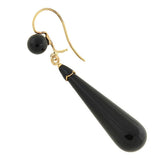 Victorian 14kt Carved Onyx Teardrop Earrings
