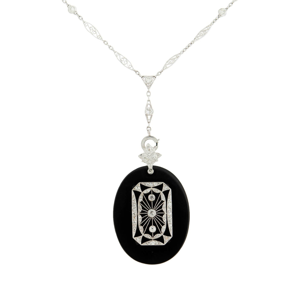 CDL 東京 ONYX NECKLACE（Art Deco 14k Onyx & Diamond Filigree 
