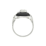 Art Deco Platinum Onyx + Diamond Ring