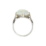 Art Deco Platinum Welo Opal Ring 7.25ctw