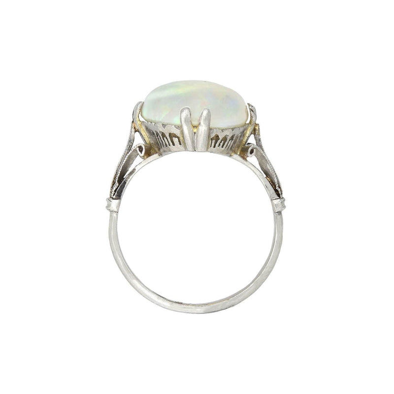 Art Deco Platinum Welo Opal Ring 7.25ctw