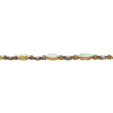 Art Nouveau 18kt/Sterling Opal, Diamond + Demantoid Garnet Bracelet