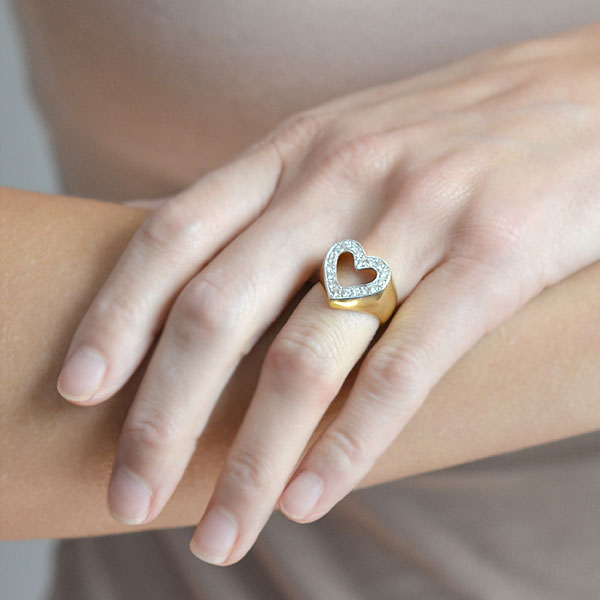Estate 14k Diamond Heart-Motif Ring