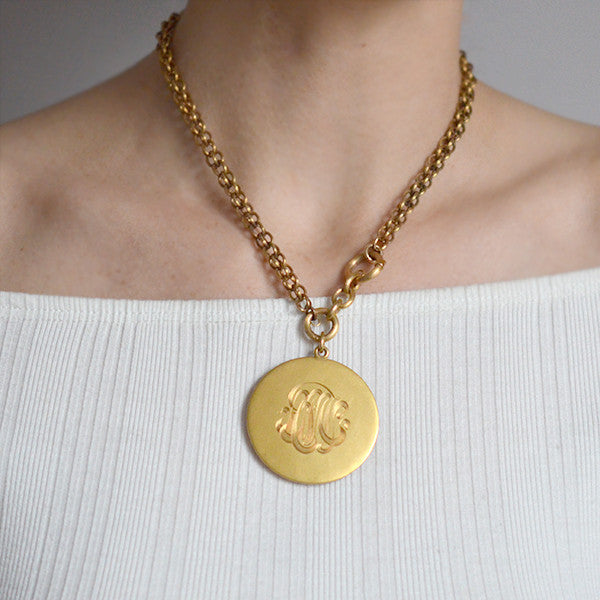 Victorian 14kt Large Painted Ivory Portrait Pendant