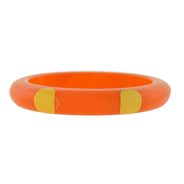 Retro Bakelite Orange & Yellow "6 DOT" Bangle Bracelet
