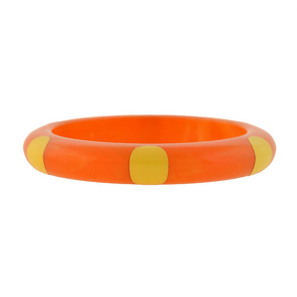 Retro Bakelite Orange & Yellow "6 DOT" Bangle Bracelet