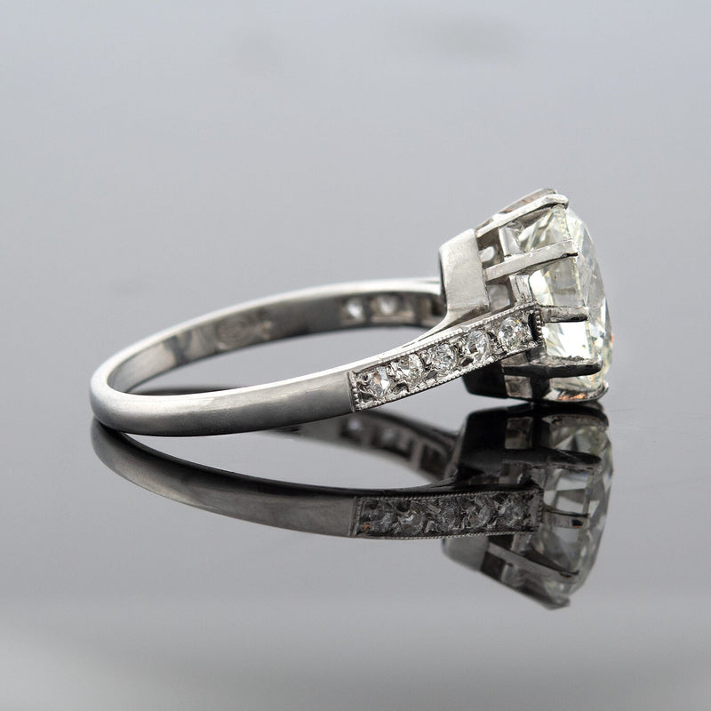 Estate Platinum + Oval Brilliant Cut Diamond Engagement Ring 2.05ct Center