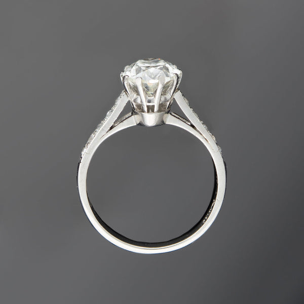 Estate Platinum + Oval Brilliant Cut Diamond Engagement Ring 2.05ct Center