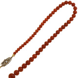 Edwardian Platinum/14kt Natural Oxblood Coral Bead Necklace 18.5"