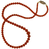 Edwardian Platinum/14kt Natural Oxblood Coral Bead Necklace 18.5"